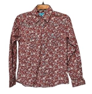 Cowgirl Hardware Snap Up Embroidered Shirt 100% Cotton Size XL 14/16